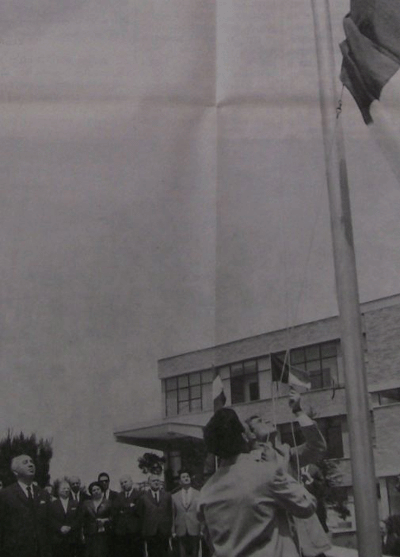 Inaugurazione dell'Istituto ENS di Roma il 14 giugno 1965 in presenza dell'On.le Emilio Taviani, Ministro dell'Interno. La Bandiera Italiana fu donata dal Presidente della Repubblica Saragat