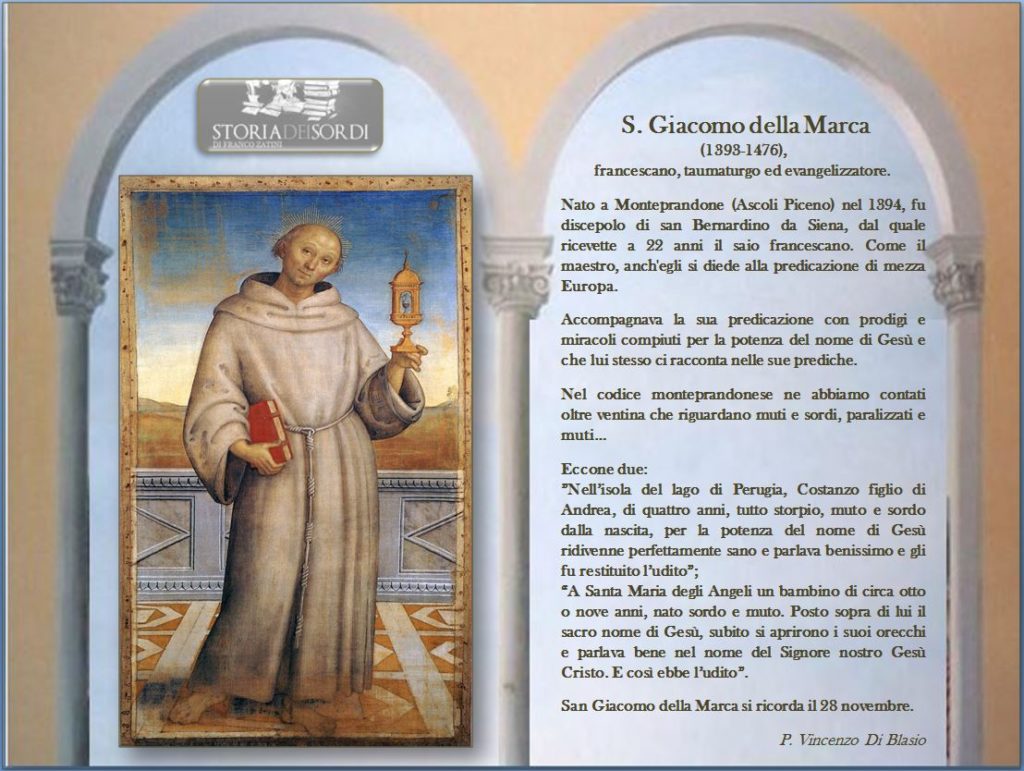 San Giacomo della Marca e storia dei sordi