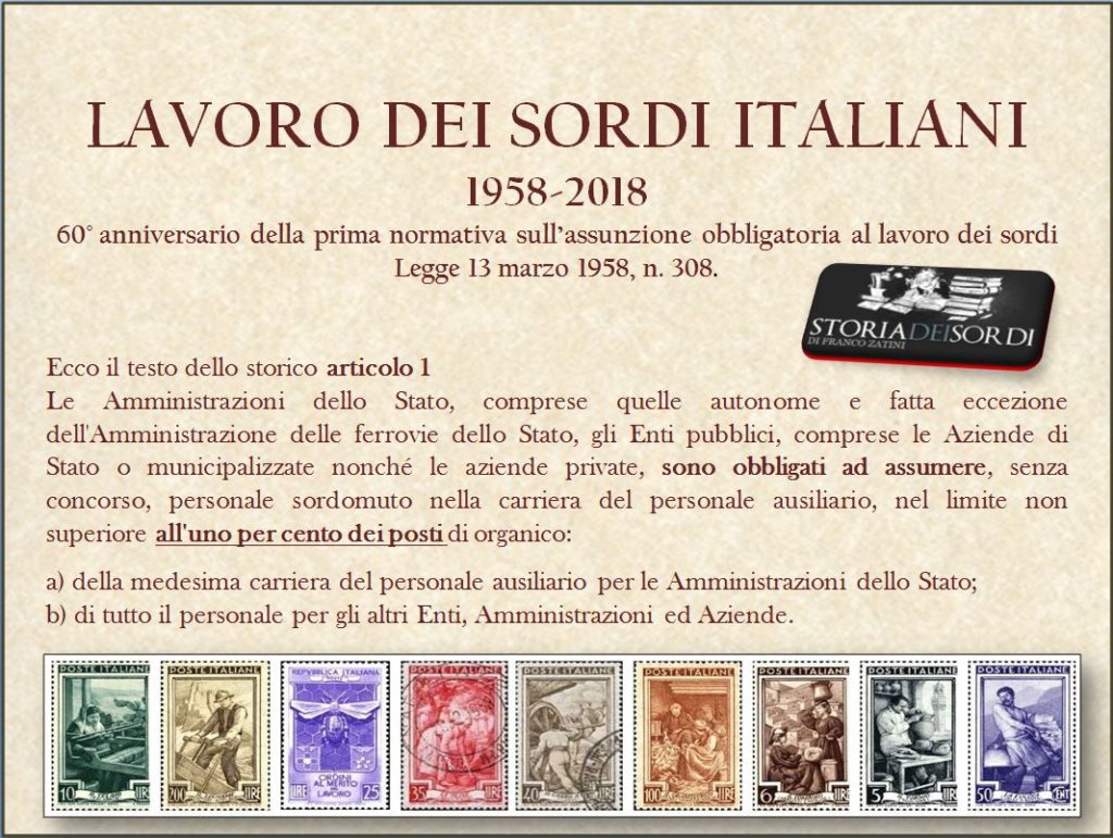 Lavoro dei sordi 60 anni