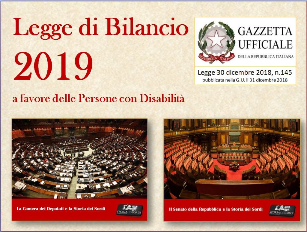 Legge di Bilancio 2019 e sordi italiani