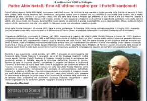 Ricordo di Padre Aldo Natali a 100 anni dalla nascita (Newsletter della Storia dei Sordi n.765 del 31 dicembre 2009)